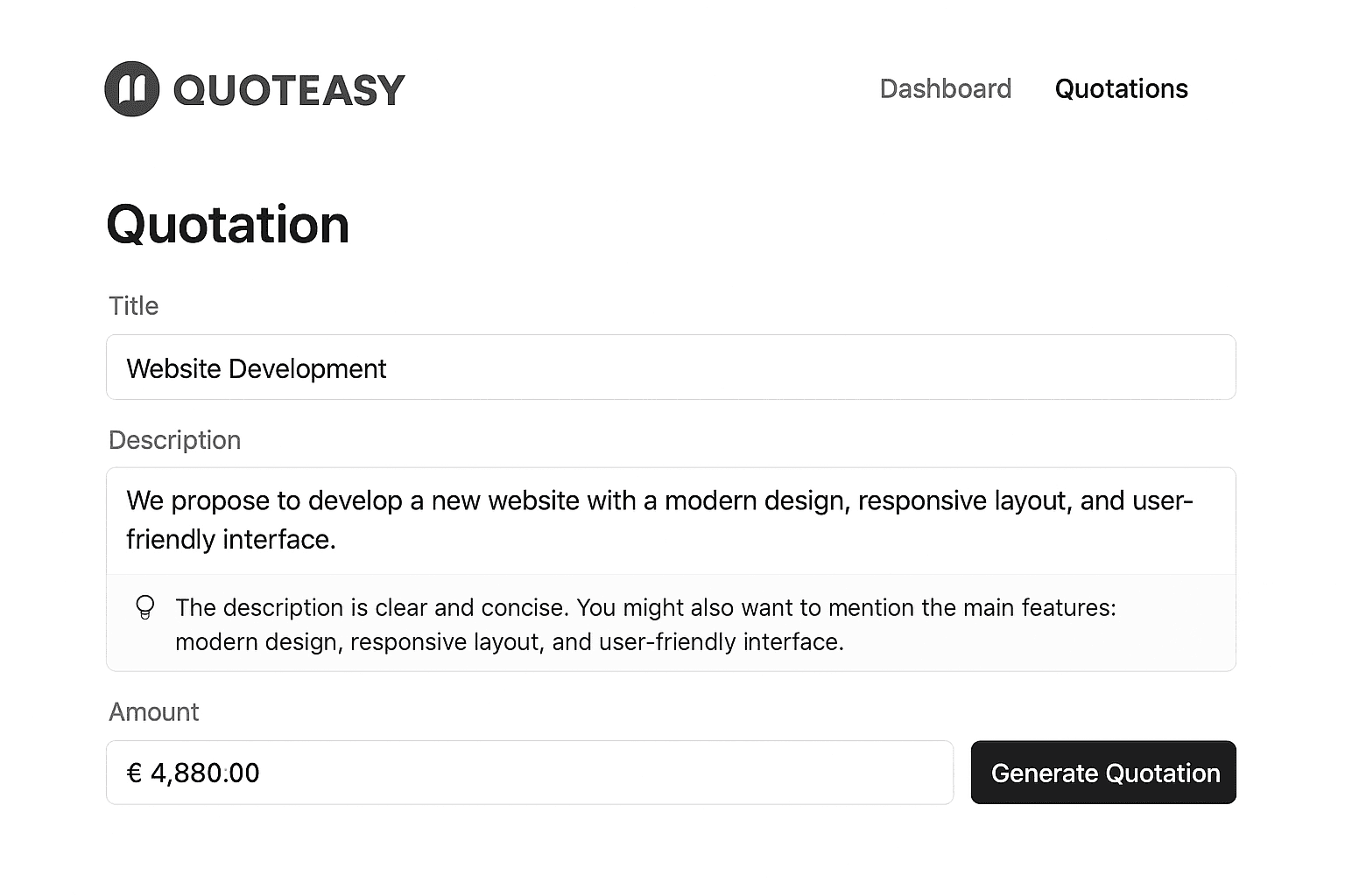 Schermata assistenza AI nella compilazione